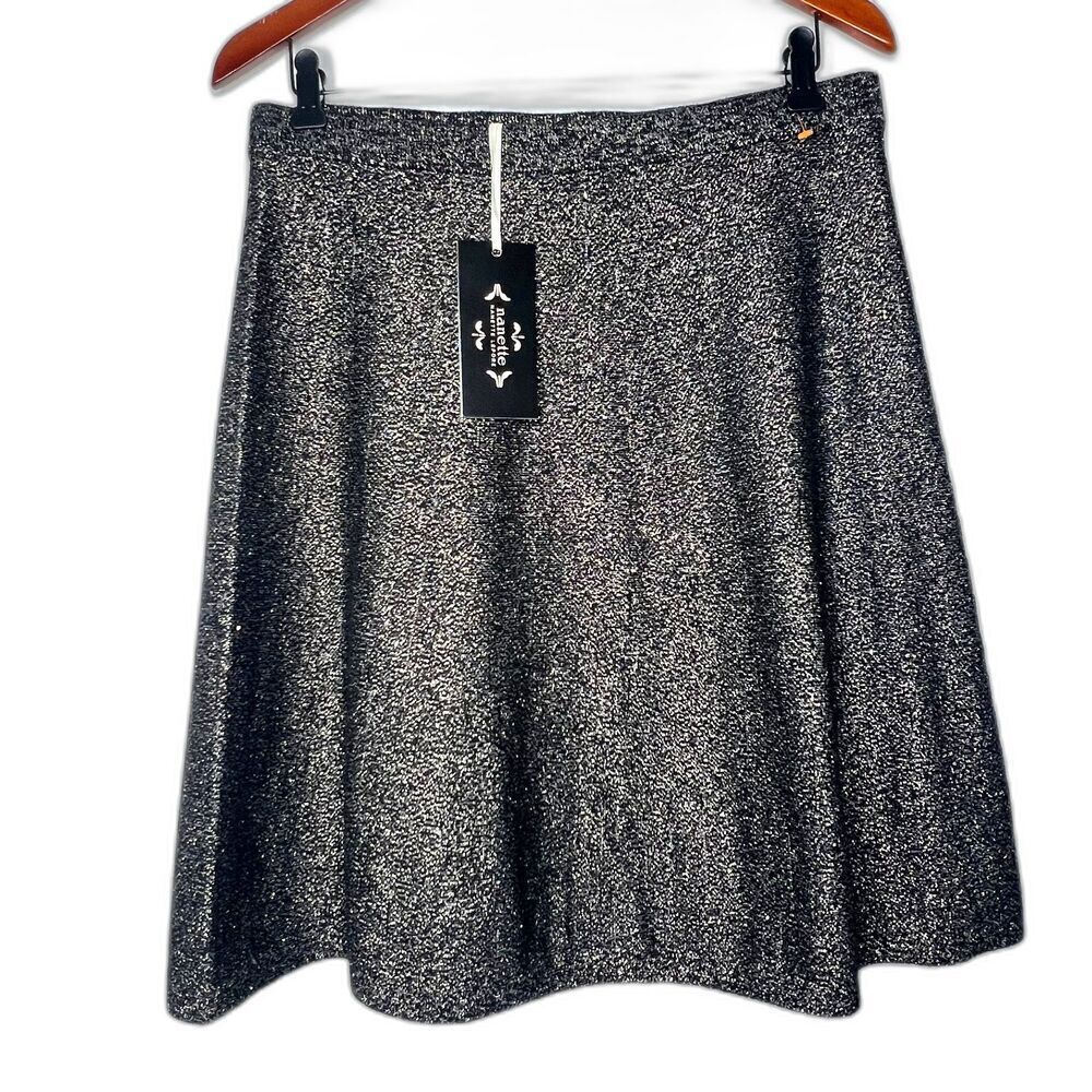 Womens Nannette leopore stretch metallic gold flare skirt casual chic size  XL.